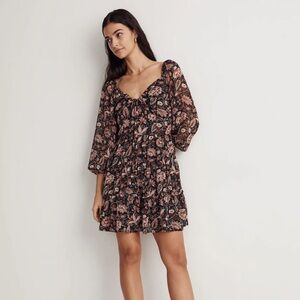 Madewell Amalia tiered mini dress in pampas blooms